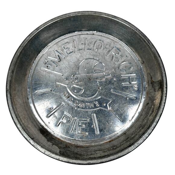 Vintage Mrs Smith's Mello-Rich Metal Pie Pan Plates Silver Tone Lot of 5 - Picture 2 of 12